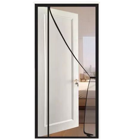 Moustiquaires magnétiques pour portes et fenêtres – fermeture automatique, maille ultra-fine – pour une aération optimale. Noir. 120 x 220 cm. (1/5)