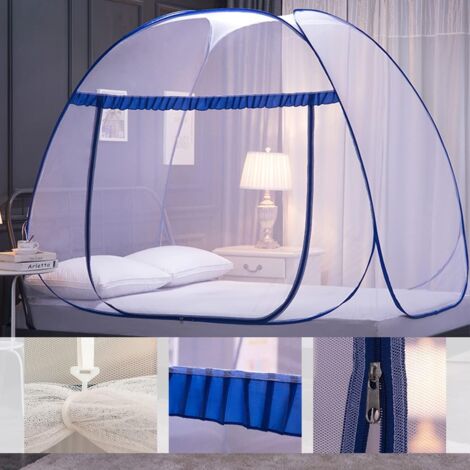 Moskitonetz-Baldachin Für Queen-Size-Bett – Dreiseitig öffnbar, Spitzenverziert, Atmungsaktiv