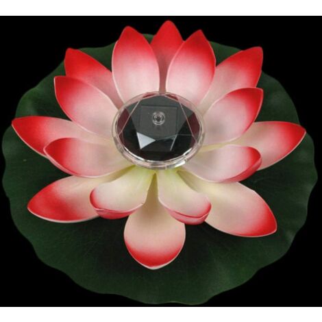 Solar-Lotus-Laterne, schwimmende Pool-Lichter für den Außenbereich, RGB-LED-Solarlichter, wasserdicht, Lotusblumenform, schwimmende Lampe für Teich, Garten, Pool, Brunnen, Aquarium (rot)