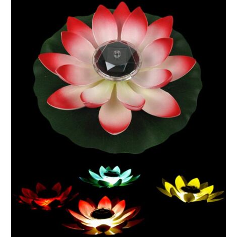 Solar-Lotus-Laterne, schwimmende Pool-Lichter für den Außenbereich, RGB-LED-Solarlichter, wasserdicht, Lotusblumenform, schwimmende Lampe für Teich, Garten, Pool, Brunnen, Aquarium (rot)