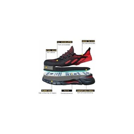 LARNMERN Damen Sicherheitsschuhe - Leicht & Stahlkappe In Schwarz-Rosa