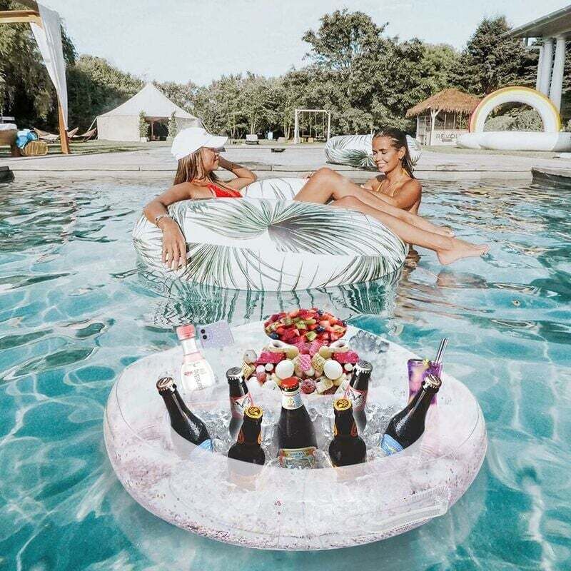 Portabicchieri Gonfiabile Per Piscina Con 6 Posti - Vassoio Galleggiante Per Bevande E Smartphone