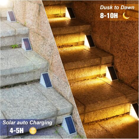 Luci solari per scale, luci solari per esterni impermeabili IP67, luci ...