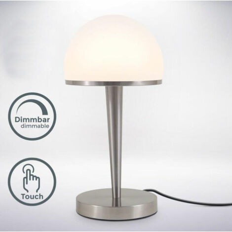 Lampada Da Tavolo Touch ME Con Dimmer E Paralume In Vetro Alabastro - Luce LED Calda 3000K, 5W, 400 Lumen