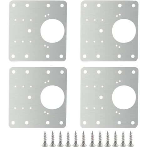 4 Piastre Di Riparazione Per Cerniere Armadio In Acciaio Inossidabile, 9x9 Cm Con 24 Viti, Staffe Di Fissaggio Per Porte Mobili, Tavoli E Sedie