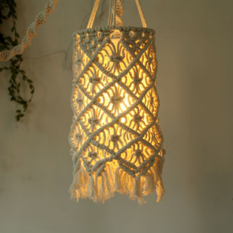 Paralume In Rattan Intrecciato A Mano, Stile Boho, Diametro 30 Cm, Altezza 20 Cm, Per Lampade Da Tavolo E Sospensioni