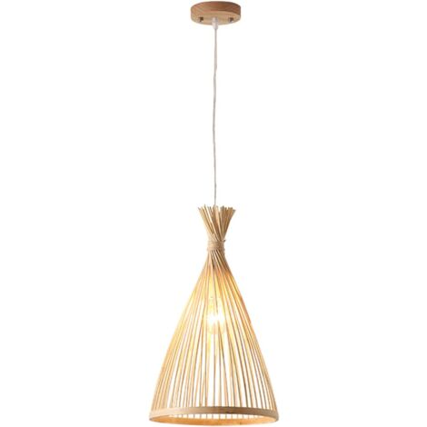 Lampadario In Bambù E Rattan Intrecciato – Stile Giapponese Per Sala Da Tè E Ristorante, Attacco E27, Altezza Regolabile