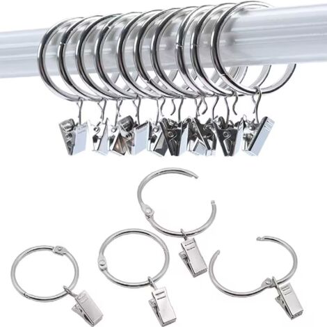 30 Anelli Per Tende Con Clip BetterJonny - Diametro 38 Mm, In Metallo Resistente, Ganci Rimovibili, Adatti Per Tenda Doccia E Finestre, Colore Nero - 4