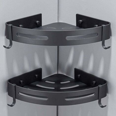 Confezione da 2 contenitori angolari per doccia, organizer adesivo per bagno, decorazione della casa e cucina, senza foratura, organizer per bagno in acciaio inossidabile, set di decorazioni per il