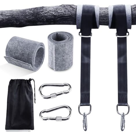 2 Cinghie Per Appendere Altalena, 24 Cm, Nylon Resistente, Kit Per Altalene Da Albero, Sacco Da Boxe, Amache - Grigio