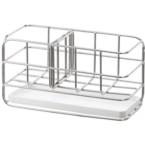 Portasapone E Organizer Per Lavello In Acciaio Inox 304 | Con Vassoio Di Scarico Rimovibile | Nero, 18,5x11x9 Cm - 5