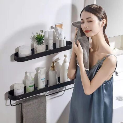 YOHOM Mensola Doccia Senza Foratura Bianco Mensola Bagno Adesiva da Muro Porta Oggetti Doccia Mensole da Parete Plastica