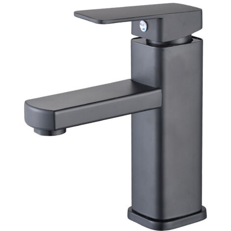 Rubinetto Lavabo Bagno A Cascata Moderno - Miscelatore Alto In Ottone Con Finitura Nero Opaco, Facile Installazione