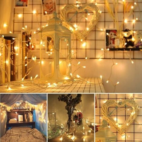 100m 1000 LED String Lights Interni Esterni Luci di Natale 8 Modalità Luci fatate impermeabili Cavo trasparente per casa Festa Natale Decorazione di nozze Bianco caldo