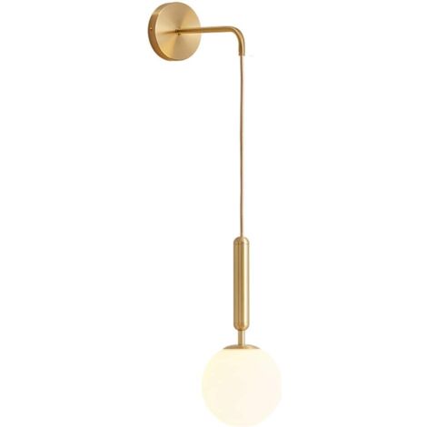 Trade Shop - Applique Da Parete Con Sfera In Vetro Bianco Attacco E27 Metallo Oro Lampada 32804 - | Leroy Merlin