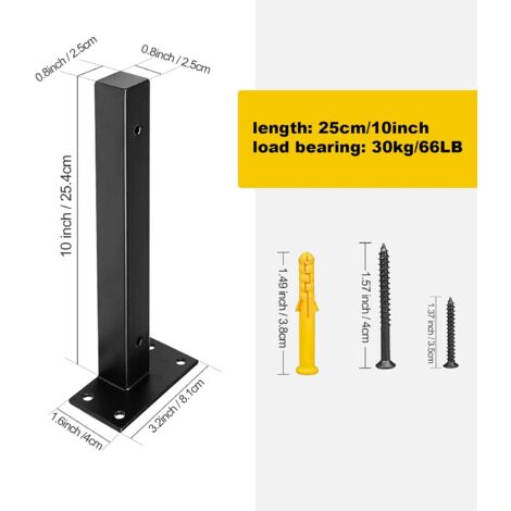 Paquete De 20 Soportes Rectos Negros, 6.5 Pulgadas, 6.5 Pulgadas, Soportes De Metal Para Tirantes, Placas De Unión Resistentes Para Valla De Madera