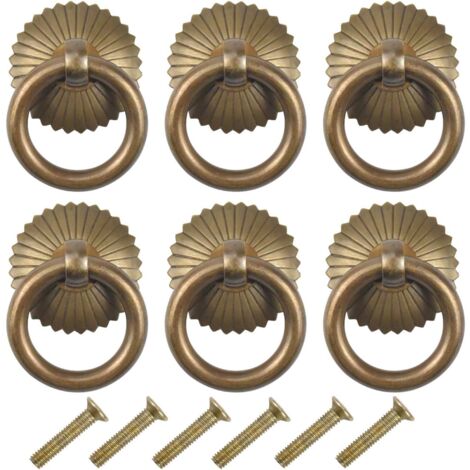 6 Tiradores De Bronce Antiguo Tornillos | Cuotas Sin Interés