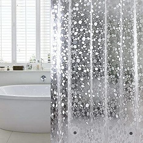 Cortina De Ducha Impermeable Blanca 180x180 Cm - Poliéster, Resistente Al Moho, Incluye Ganchos
