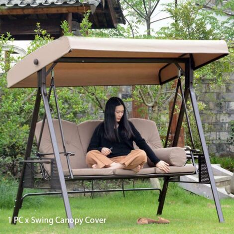 (Size:191x120x23cm,Color:Black)Replacement Canopy for Swing, 3 Seater Replacement Cover, Garden Swing Roof, Waterproof Canopy Cover for Swinging Gardens and Terraces