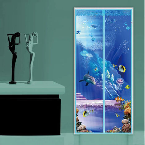 (90 x 210 cm, azul 2)Mosquitera magnética para puerta - Cortina de