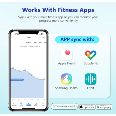 Body Fat Scale, Smart Body Fat Scale, Impedance Meter for iOS and Android, Body Fat Scale with 12 Body Data, Fat Mass and Muscle