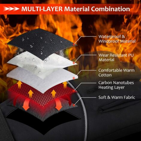 Heated Gloves, Winter Gloves for Men and Women, Electric Gloves for Cold Weather, 3 Temperature Level Hand Warmers, Waterproof Warm Thermal Gloves for Skiing, Snow, and Running