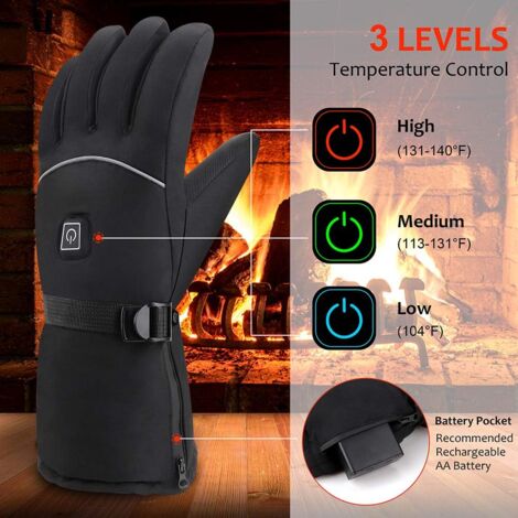 Heated Gloves, Winter Gloves for Men and Women, Electric Gloves for Cold Weather, 3 Temperature Level Hand Warmers, Waterproof Warm Thermal Gloves for Skiing, Snow, and Running