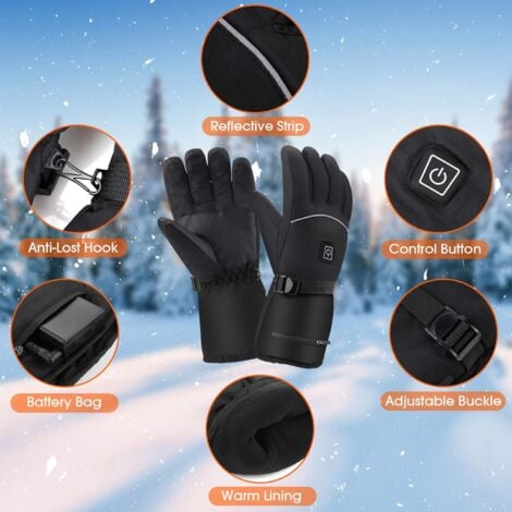 Heated Gloves, Winter Gloves for Men and Women, Electric Gloves for Cold Weather, 3 Temperature Level Hand Warmers, Waterproof Warm Thermal Gloves for Skiing, Snow, and Running