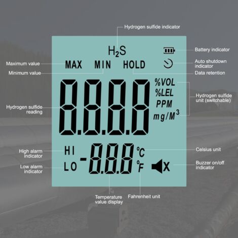 Sulfide Detector H2S Gas Detector Monitor Portable Sound and Flash Alarm h2s Gas Monitor for Security and Environmental Monitoring