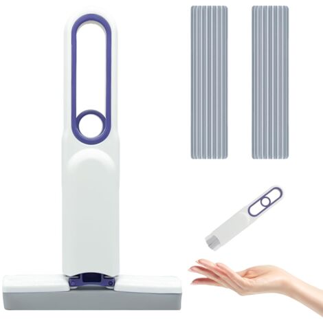 Mini Mop Portable Mop Mini Mop for Small Spaces - Wet and Dry Use Hand-Free Squeeze Mop Powerful and Absorbent Mop for Car, Kitchen, Bedroom