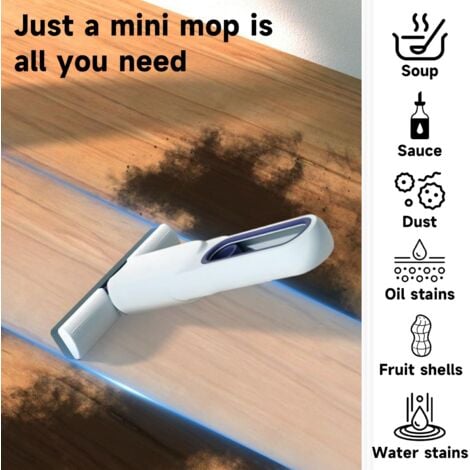 Mini Mop Portable Mop Mini Mop for Small Spaces - Wet and Dry Use Hand-Free Squeeze Mop Powerful and Absorbent Mop for Car, Kitchen, Bedroom