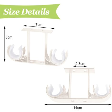 Pack of 4 Aluminum Alloy Curtain Rod Brackets for 28mm Curtain Rod (White)