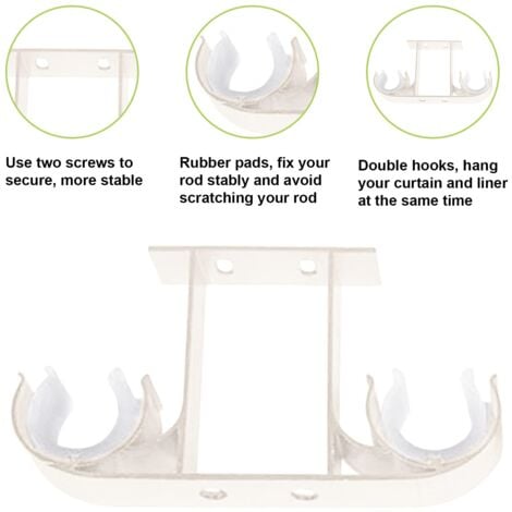 Pack of 4 Aluminum Alloy Curtain Rod Brackets for 28mm Curtain Rod (White)