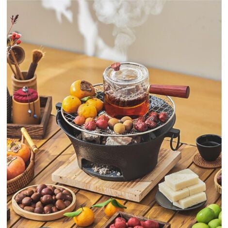 Cast iron charcoal stove, barbecue stove, heating, charcoal stove, surrounding stove, tea brewing, indoor household appliances, complete set of tea roasting mud stove