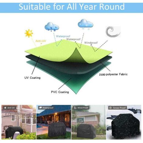 Premium Quality BBQ Cover Heavy Duty Gas Grill Cover, UV, Water & Tear Resistant - 58 inch/147 cm