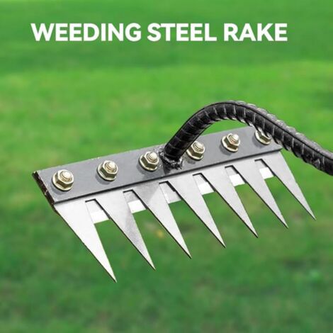 Carbon Steel Garden Rake, 2025 Detachable Heavy Duty Metal Garden Rake, Iron Rake for Gardening and Weeding, Hand Rake for Dethatching