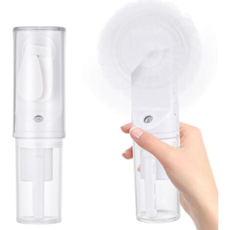 Portable Misting Fan, Rechargeable Mini Hand Held Fan, Small Fan with 4 Levels Adjustment for Travel, Home Office, Camping, Outdoors(White)