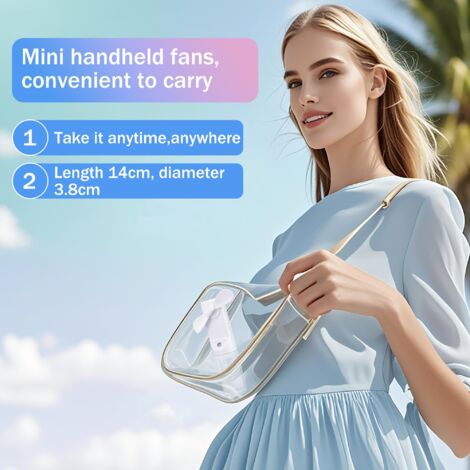 Portable Misting Fan, Rechargeable Mini Hand Held Fan, Small Fan with 4 Levels Adjustment for Travel, Home Office, Camping, Outdoors(White)