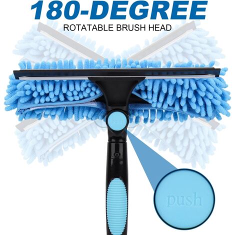 2.1m Extendable Window Cleaner, 2 in 1 Window Cleaning Equipment, Long Telescopic Cleaning Tool for Car Glass High Windows, with 2 Microfiber Cloths and Cleaning Blade