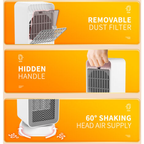 Ready Warm Ceramic Heater. 3 modes, adjustable thermostat, tilt sensor, overheat protection.