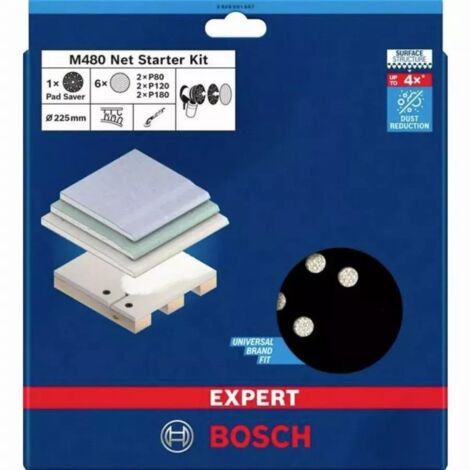 Bosch – Kit de 6 feuilles abrasives 225mm grain 80/120/180 – Pour ponçage bois et cloisons sèches – Réduction poussière – 2608901667 (1/6)