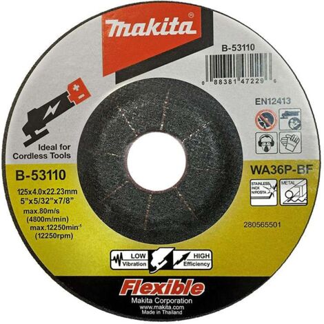 Makita – Disque à lamelles 125mm – Grain A36P – Pour meuleuse – B53110 (1/4)
