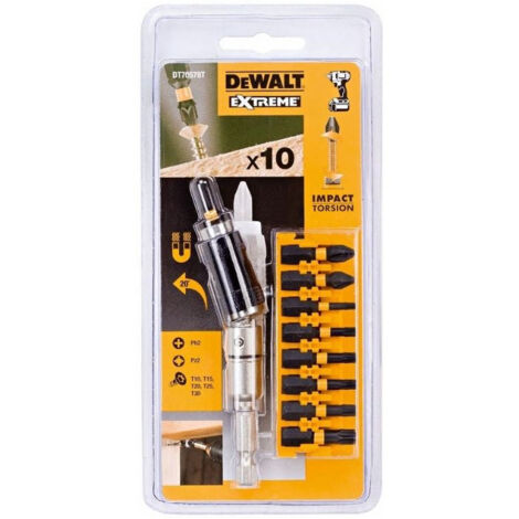 Dewalt – Coffret de 10 embouts de vissage – Porte-insert pivotant – Embouts PH2, PZ2, PZ3, T15, T30 – Pour vissage précis et rapide - DT70518T-QZ
