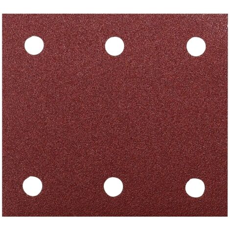 Makita – Lot de 10 feuilles abrasives velcro 102 x 114 mm K60 – 6 trous pour aspiration poussière – Pour ponceuse orbitale – P33093