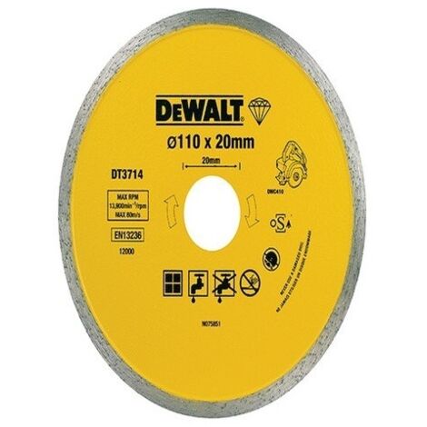 Dewalt – Disque diamant Ø110mm pour scie à carrelage – Rebord continu pour coupes nettes – Alésage 20mm – 5mm segments (1/3)