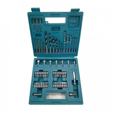 Makita – Jeu de forets et d'embouts à visser 60 pièces – 32 embouts 25 mm – Forets à bois, métal et maçonnerie – Coffret de rangement pratique (1/2)