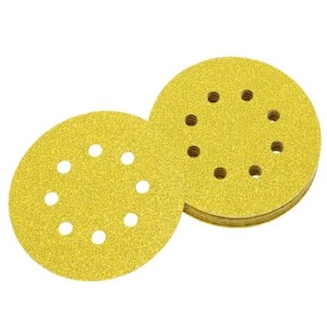 Dewalt – Lot de 25 disques abrasifs velcro 125mm – Grain 180 pour ponçage bois dur – Système de fixation rapide – Oxyde d'aluminium