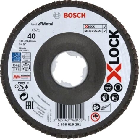 Disque à lamelles x-lock 125mm - Grain : 40 - BOSCH