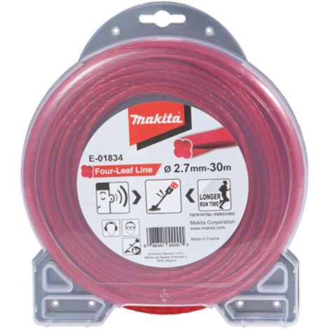 Makita – Fil pour débroussailleuse 2,7mm 30m – E01834 – Torsadé pour réduction du bruit – Efficacité énergétique accrue 20%