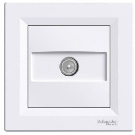 Schneider Electric – Prise TV encastrable – Connecteur mâle 9,5 mm – Impédance de fin de ligne – Pour systèmes de distribution en parallèle et série – Blanc (1/8)